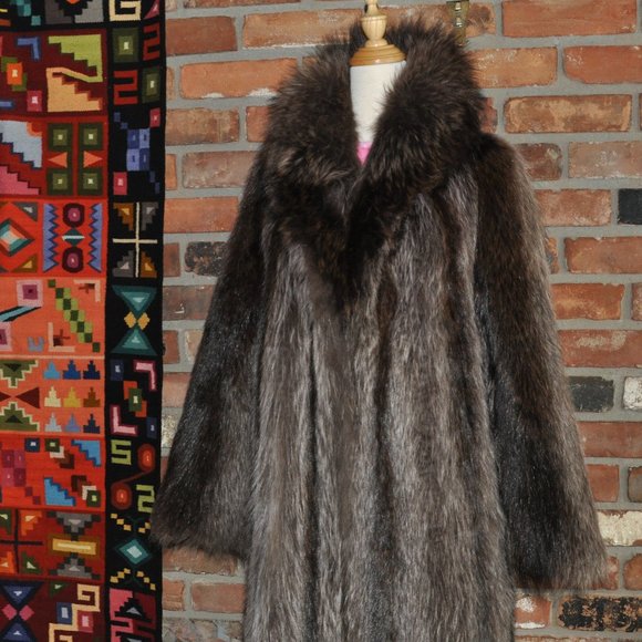 Full Length Raccoon Fur Coat Winter Jacket M 10 - Picture 2 of 9